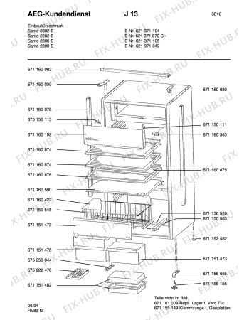 Взрыв-схема холодильника Aeg SAN2300 E - Схема узла Housing 001